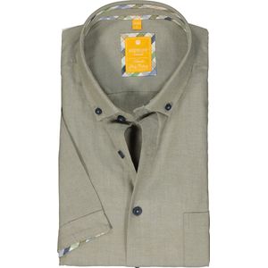 Redmond modern fit overhemd - korte mouw - Oxford - groen - Strijkvriendelijk - Boordmaat: 47/48