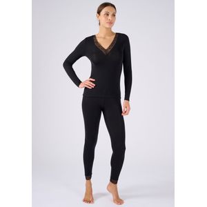 Damart - Thermolactyl Sensitive - T-shirt van Kant met Lange Mouwen - Zwart