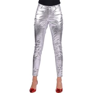 Damesbroek Metallic Zilver - Dames - Verkleedkleding - Carnavalskleding - Zilveren Broek - Maat XL/42