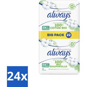 24 x Always - Maandverband - Normal - Cotton Protection - Met Vleugels - 22 Maandverband - Maandverband - Maandverband Katoen - Always Cotton Protection - Biologisch Katoen - Maandverband Zonder Parfum