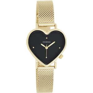 OOZOO Timepieces - Goudkleurige horloge met goudkleurige metalen mesh armband - C11417