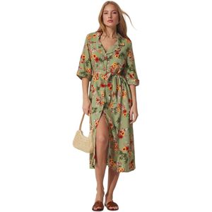 Happinessistanbul Gebloemde Zomerse Viscose Hemdjurk