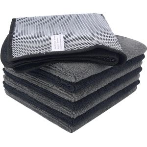 Bastix - Microvezel vaatdoeken, wasbare theedoeken met polygaas schuurzijde, keukenhuishouddoeken, doeken, keuken, 8 stuks, 30 cm x 30 cm (grijs 4 zwart 4)