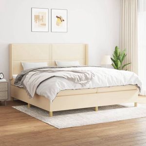 The Living Store Boxspring met matras stof crèmekleurig 200x200 cm - Boxspringbed - XXL Bed - Boxspring Frame - Creme Kleurig Bed - Pocketed Spring Mattress