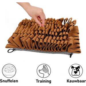 Snuffelmat Hond Kat Honden Speelgoed Puppy Speelgoed Katten Speeltjes - Snuffelmatten Voor Honden en Katten intelligentie - Hersenwerk - Speelmat - Konijnen - Training - Speeltjes - Trainingsmat - Anti-Schrok - Snuffelkleed - Bruin Met Zuignapjes