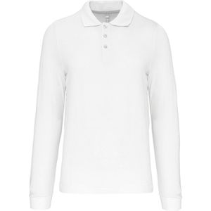 Herenpoloshirt met knopen en lange mouwen Wit