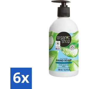 Organic Shop - Handzeep Aloe & Milk - Verzachtend en Hydraterend - 500 ml - Voordeelverpakking - 6 stuks
