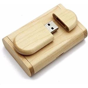 Ovaal hout usb stick in hout doos 128GB 3.0