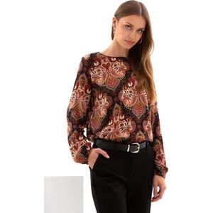 Dames blouse met lange mauw | Viscose | Bruin | Maat 38