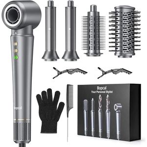 5-in-1 Professionele Föhn & Haarstyler – Borstelloze Motor – 300 M Negatieve Ionen – 1200 W – Met 5 Opzetstukken & Reistas – TELEO