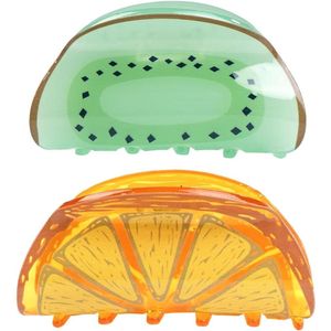 EGoods - Fruitvormige haarspeldjes van acryl met citroen en kiwi, set van 2 stuks - haarsieraden voor dames met opvallend design