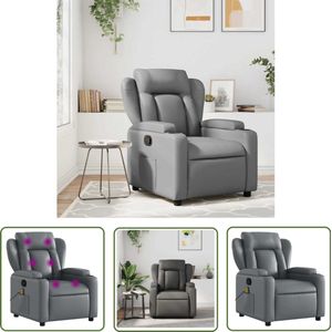vidaXL Lounge Stoel - Massagestoel - Massagestoel verstelbaar kunstleer grijs - Relaxstoel - Elektrische Massage - Kunstleder