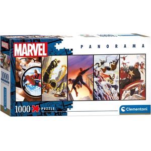 Panorama Puzzel Marvel Superhelden (1000st) - Ontdek vijf favoriete superhelden!