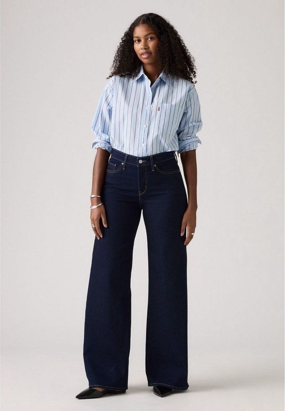 Levi's - 318 Shaping Wide-Leg - Jeans - Marineblauw - Casual - Katoen