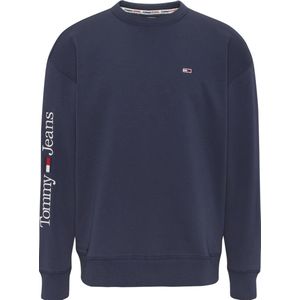 Tommy Jeans - Heren Sweaters Reg Linear Placement Crew Sweater - Blauw - Maat S