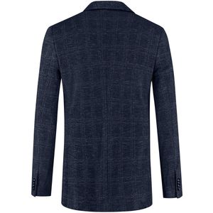 GENTS - Colbert stretch ruit - Polyblend - Blauw - Maat 46/M