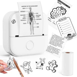 Equivera Mini-Printer - Pocket Printer - Mobiele Fotoprinter - Draagbaar & Draadloos - Leerhulp & Notites
