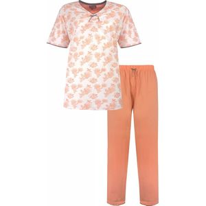 Medaillon Dames Pyjama - 100% Katoen - Licht Oranje - Maat 36/38