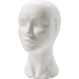 Piepschuim Hoofd - Wit - Pruikhouder - 28 cm