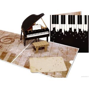 Popcards popupkaarten – Piano Vleugel pop-up kaart | Indrukwekkend grote muziek wenskaart Pianist Mozart Chopin Beethoven Klassieke Muziek Muziekschool