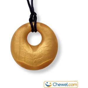 Chewel® Bijtketting Gold Round Kauwsieraad Goud | Extra Stevig | Meer Rust en Concentratie | Stop Nagelbijten en Overprikkeling | BPA vrij