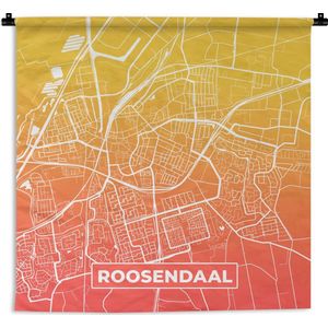 Wandkleed - Wanddoek - Stadskaart - Roosendaal - Oranje - Geel - 60x60 cm - Wandtapijt - Plattegrond
