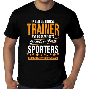 Grote maten Trotse trainer van de beste sporters cadeau t-shirt zwart voor heren -  kado voor een sport / trainer XXXL
