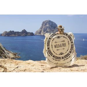 Mycha Ibiza – roundie – rond strandlaken – wild and free – zwart – 100% katoen – badstof