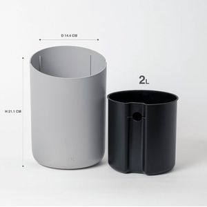 Kleine Tafel Afvalbak 'Tove' - 2L | Exclusieve Mini Cosmetica-Emmer Design uit Berlijn | Afvalbak Voor Badkamer, Keuken & Bureau | Antislip, Binnenemmer | Lichtgrijs, Donkergrijs