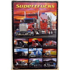 Super trucks Vrachtwagen collage Reclamebord van metaal METALEN-WANDBORD - MUURPLAAT - VINTAGE - RETRO - HORECA- BORD-WANDDECORATIE -TEKSTBORD - DECORATIEBORD - RECLAMEPLAAT - WANDPLAAT - NOSTALGIE -CAFE- BAR -MANCAVE- KROEG- MAN CAVE