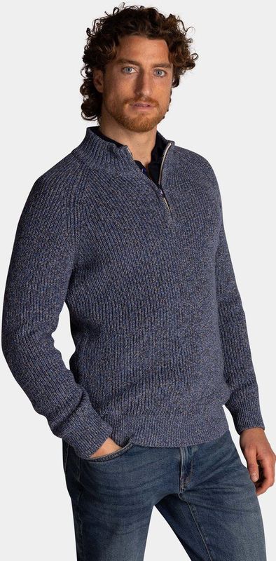 NZA - Katoenen Half Zip - Blauw - Regular Fit - Lange Mouwen