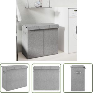 The Living Store Wasmand - Grijs - Kunstlinnen - 64.5 x 34.5 x 59 cm - Met verwijderbare binnenzakken