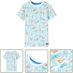 vidaXL Meisjes Hemd - Kinderhemd - Kindershirt 116 ecru - Jongens Hemd - Tijgerprint - Ecru