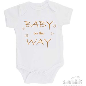 100% katoenen Romper ""Baby on the way"" Unisex Katoen Wit/tan Maat 62/68