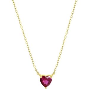 Lucardi Dames Ketting Love month stones hart - Echt Zilver - Ketting - Moederdag Cadeautje - 45 cm - Goudkleurig
