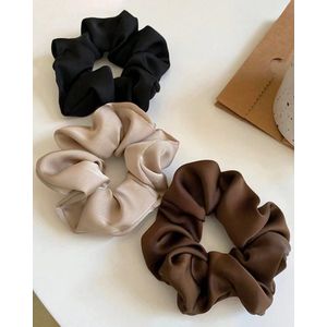SEVENMOON® scrunchie satijn - haarelastiekjes - crunchie haar elastiek - haaraccessoires vrouwen - 3 stuks luxe satijnen scrunchies