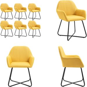 vidaXL Eetkamerstoelen 6 st stof geel - Eetkamerstoel - Eetkamerstoelen - Bijzetstoel - Bijzetstoelen