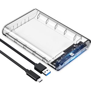 35"" USB 3.1 Gen 1 naar SATA III 6 Gbps externe behuizing met USB C-kabel - 12V adapter - gereedschapsvrij - UASP ondersteund - transparant
