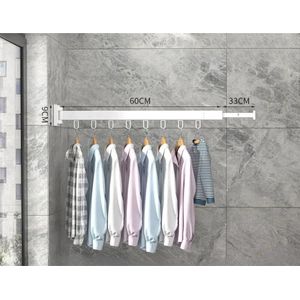 Wanddroogrek Inklapbaar 8 Haken - Droogrek Muur Wandmontage Ophangbaar - Clothes Rack Uitschuifbaar + Montage Kit - Wit