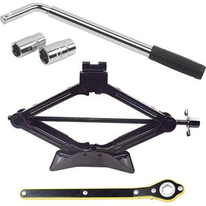 Schaarkrik 2T met ratelsleutel - Bandenspanner 17/19 mm & 21/23 mm - Wielhouderset voor auto en vrachtwagen Autokrik
