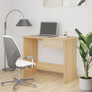 vidaXL Bureau - 100x50x76 cm - Sonoma eiken - Met lade Kantoorbureau - Schreibtisch - Houten Bureau - Bureaus - Eiken Kleurige Tafel - Compact Bureau - Thuiswerkplek - Laptop Bureau - Studentenbureau - Modern Bureau - Design Bureau