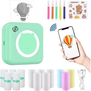 Equivera Mini-Printer - Pocket Printer - Mobiele Fotoprinter - Draagbaar & Draadloos - Leerhulp & Notites