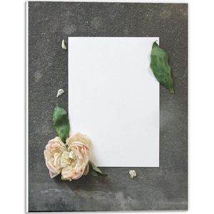 Forex - Wit Papier Met Bloem en Blaadjes - 30x40cm Foto op Forex