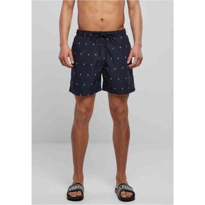 Urban Classics - Embroidery midnightnavyflamingo Zwemshorts - XXL - Blauw/Roze