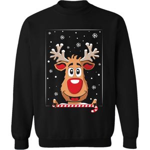 JAP Foute kersttrui - Rudolf het rendier sweater - Kerstcadeau volwassenen - Dames en heren - Kerst - S - Zwart