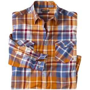 ATLAS FOR MEN - Flanellen overhemd met ruitjes - Heren - Verkrijgbaar in grote maten - M