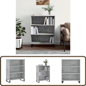 vidaXL Schappenkast - 69,5 cm - Betonlook - Hout & Metaal Schappenkast - Houten Kast - Beton Grijs - Woonkamerdecoratie - Opslagoplossing