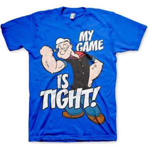 Popeye Heren Tshirt -XXL- Game Is Tight Blauw