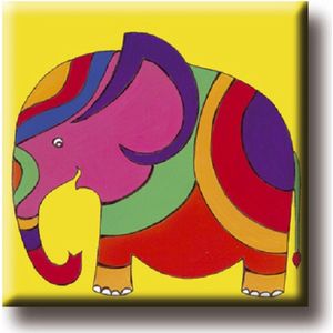 Een leuke magneet met een afbeelding van een blije olifant in diverse kleuren. Een magneet voor in de kinderkamer of bijvoorbeeld op de koelkast. Voor uzelf of Bestel Een Kado.
