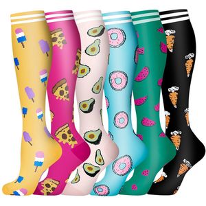 6-pack Interessante patronen koperen compressiekousen voor de bloedsomloop van vrouwen en mannen - beste ondersteuning voor hardlopen, verpleging en sport (S-M)